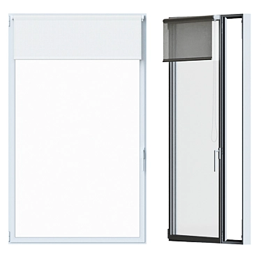 Sleek White Window with Roller Blind 3D model image 1 