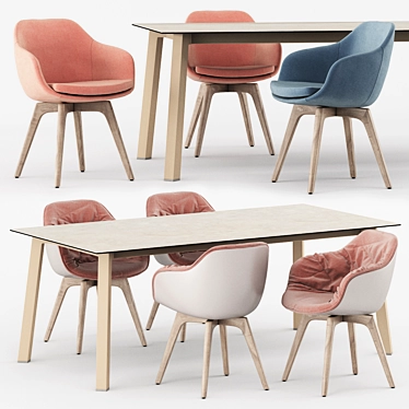 Dressy Merlot Table and Lap Chairs - Elegant Dining Set 3D model image 1 