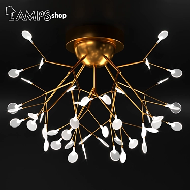 Golden Branch Chandelier 3D model image 1 