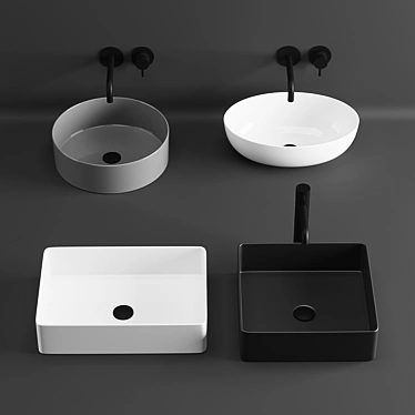 Elegant Devit Washbasins 3D model image 1 