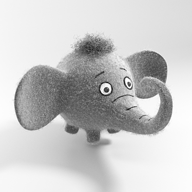 Cute Felt Grey Elephant Toy 3D model image 1 