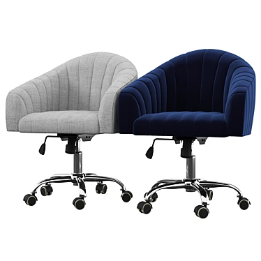 Luxurious Velvet Swivel Desk Chair 3D model image 1 