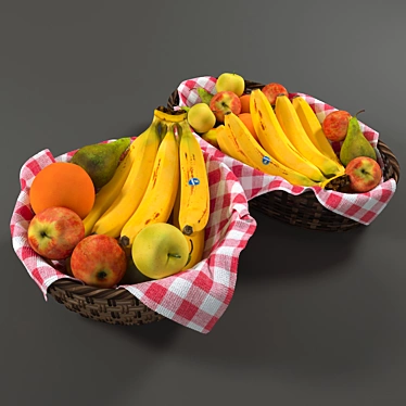 Handcrafted Rattan Fruit Baskets 3D model image 1 