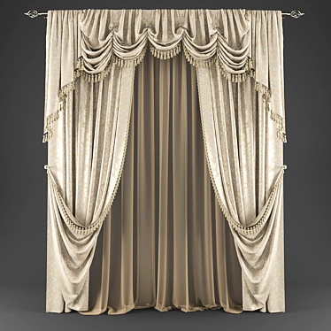 Classic Style Curtains 3D model image 1 