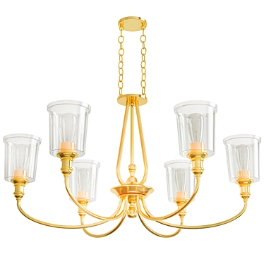 Elegant Waverly Brass Chandelier 3D model image 1 