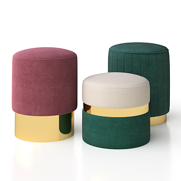 Velvet Round Stools by Smart Living 3D model image 1 