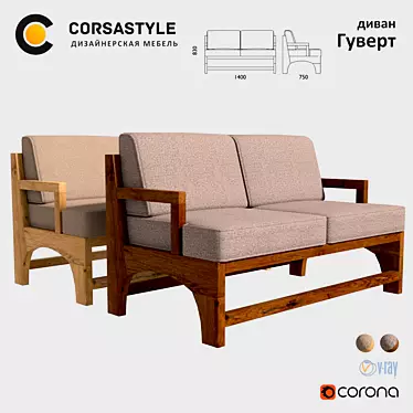 Elegant Govert Sofa: Best in Style 3D model image 1 
