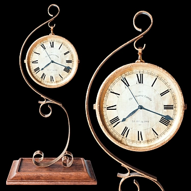Golden Table Clock | Elegant Timepiece for your Desk 3D model image 1 