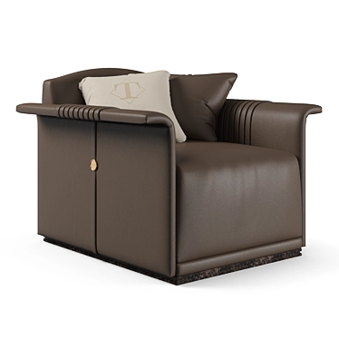 Elegant Medison Armchair: Leather, Cloth, Wood 3D model image 1 