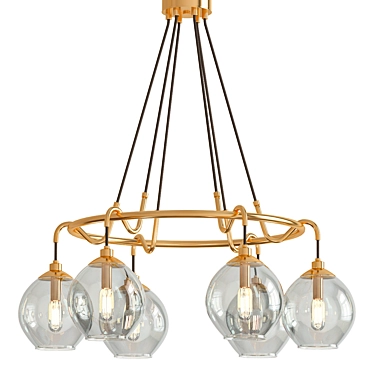Vintage Vibes: Quoizel Brass Chandelier 3D model image 1 