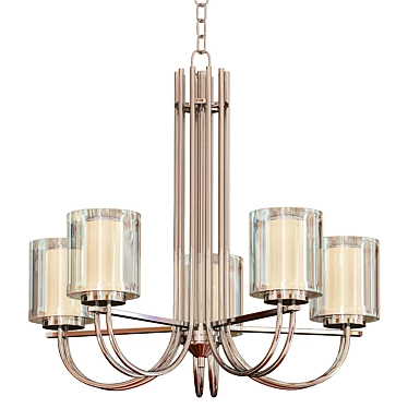Elegant Melody Brushed Nickel Chandelier 3D model image 1 