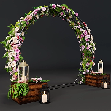 Elegant Floral Wedding Arch 3D model image 1 