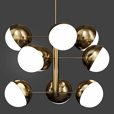 Stilnovo Brass Opaline Glass Chandelier 3D model image 1 