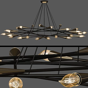 Vintage Italian Chandelier: Grand-Scaled 24-Light 3D model image 1 