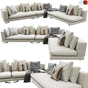 Modern White Minotti Sofa Arrangement 3D model image 1 