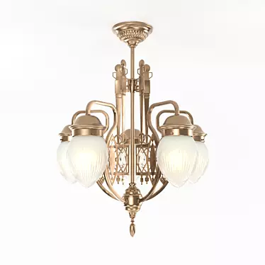 Pannon Brass 5-Light Chandelier 3D model image 1 