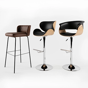 Halmar Leather Bar Stools 3D model image 1 