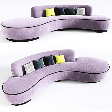 Sleek Serpentine Sofa: Vladimir Kagan Masterpiece 3D model image 1 