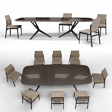 Sleek Cattelan Italia Atlantis Table & Ginevra Chair Set 3D model image 1 