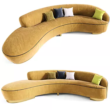 Modern Freeform Curved Sofa with Arm 3D model image 1 