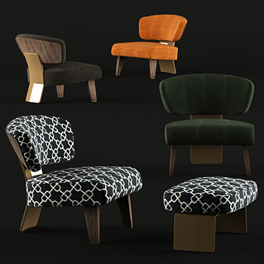Elegant Wood Armchair: Creed 3D model image 1 