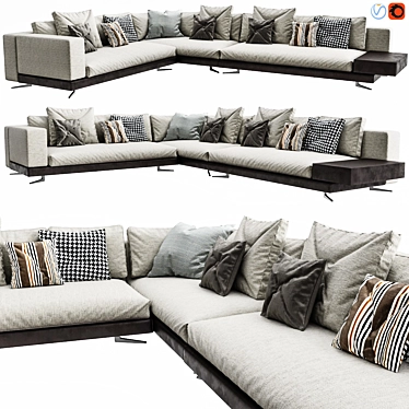 Contemporary Minotti White Sofa Set 3D model image 1 