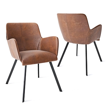 Modern Leather Chair with Metal Straight Legs 3D model image 1 