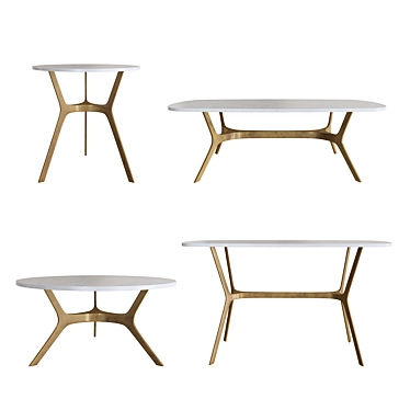 Elegant Elke Marble Side Table 3D model image 1 