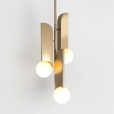 Modern Brass Pendant Light 3D model image 1 