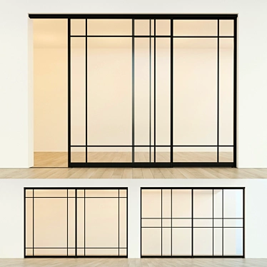 Minimalist Sliding Partition Door 3D model image 1 