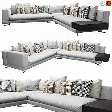 Minotti White Corner Sofa Bed 3D model image 1 