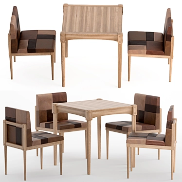 Elegant Katchwork Chair & Table Set 3D model image 1 