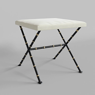 Italian Vintage Iron Stool: Exotic Elegance in Faux Bamboo 3D model image 1 