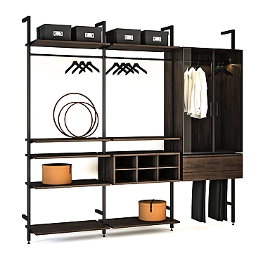 Title: Raumplus UNO: Stylish Dark Bronze Sliding Wardrobe with LED Lighting 3D model image 1 