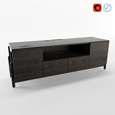 Natural Ash Veneer TV Table 3D model image 1 