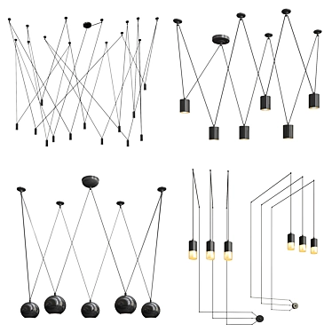 Designer Chandelier Collection: Vibia, Loft PAN, Favourite, and Wireflow 3D model image 1 