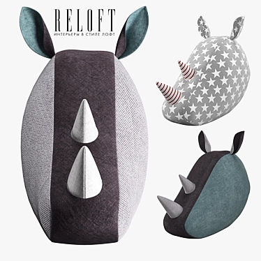 Softheads Rhino Head: Decorative Fabric Art 3D model image 1 