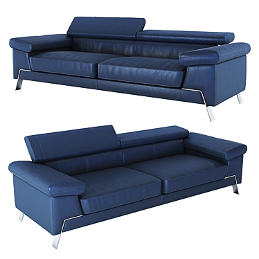 Elegant Italian Leather Sofa 3D model image 1 