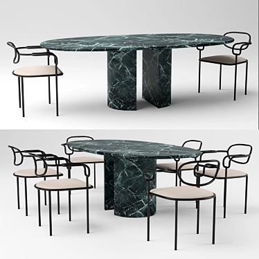 Sleek and Stylish Cappellini 01 Chair and Dolmen Table 3D model image 1 