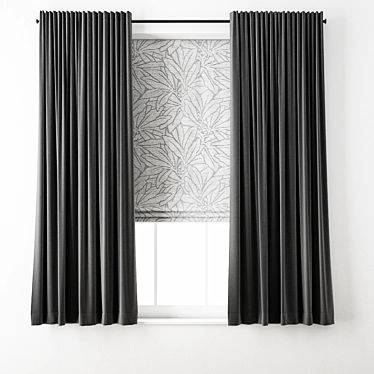 Elegant Roman Blinds Curtain 3D model image 1 