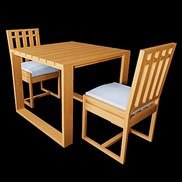 Modern Square Table and Chairs Set 3D model image 1 