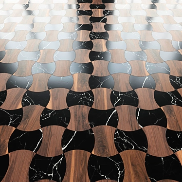 Elegant Walnut Marble Parquet 3D model image 1 