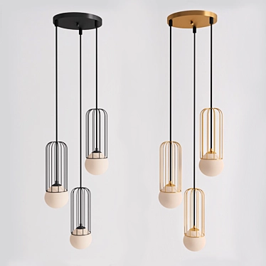 Elegant Golden Pendant Lamp 3D model image 1 