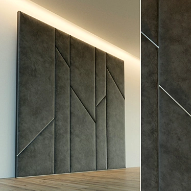 Soft Panel Wall Decor - Customizable Metal Moldings 3D model image 1 