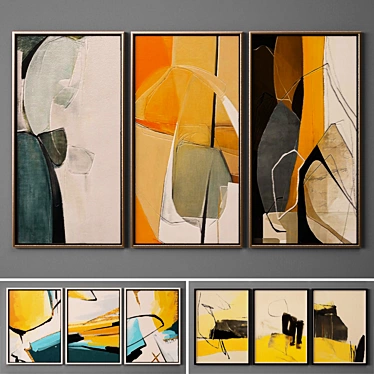 Modern Art Collection - Set of 9 Paintings 3D model image 1 