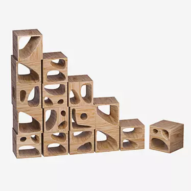 Versatile Wooden Cube Set 3D model image 1 