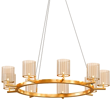 Elegant Flute Chandelier: Polished Gold 3D model image 1 