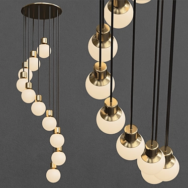 Elegant Brass Chandelier: Mass Light 3D model image 1 