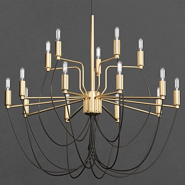 Elegant Brass Chandelier 3D model image 1 