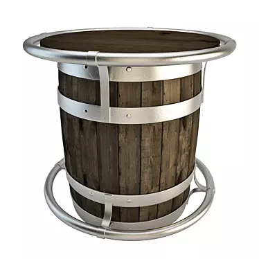 Rustic Wood Barrel Bar Table 3D model image 1 